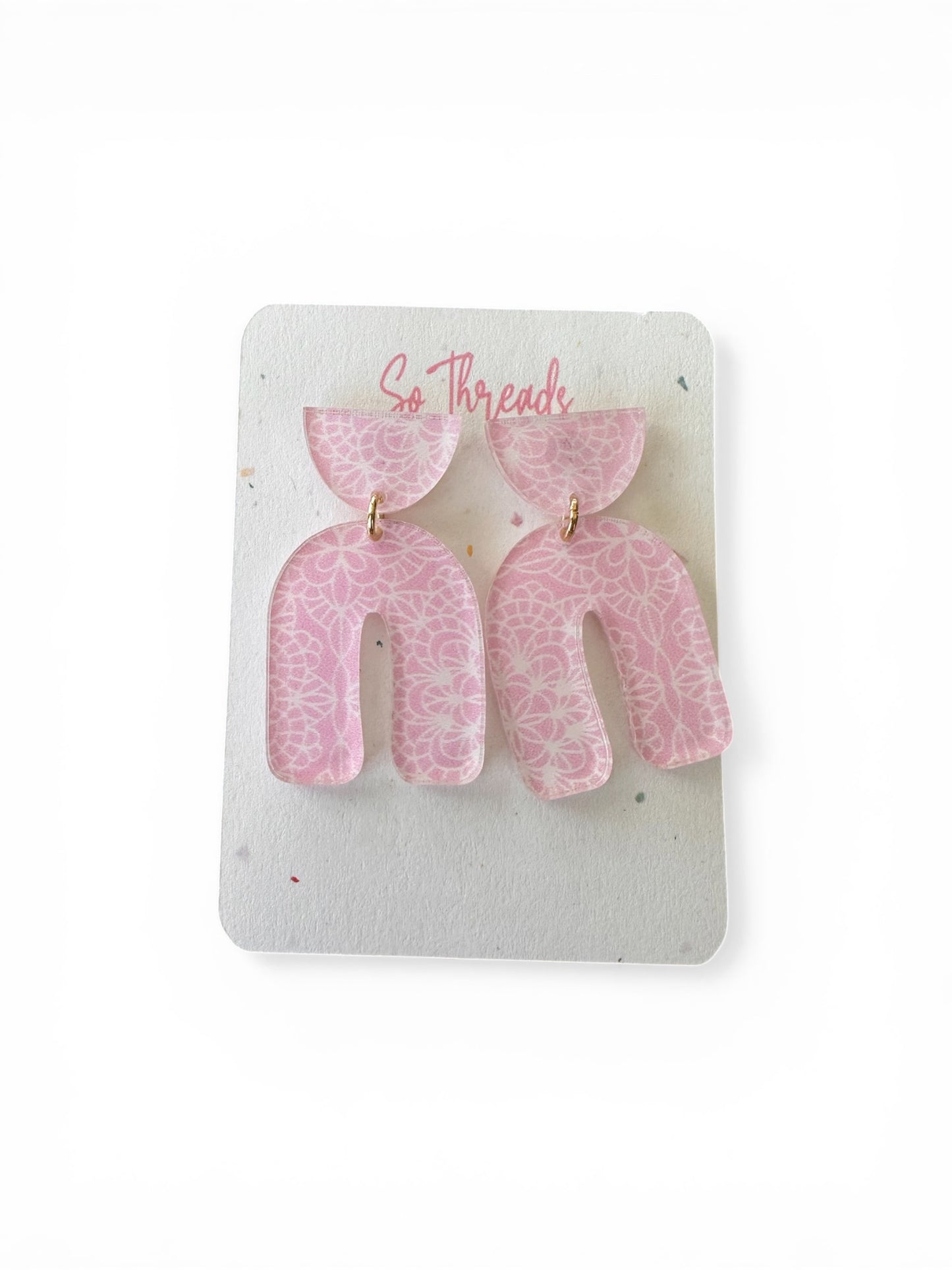 Blush Lace Arch Statement Earrings