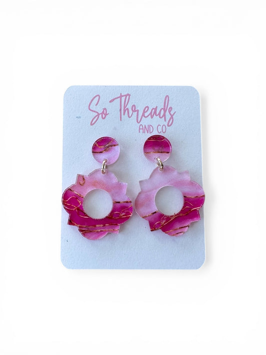 Blush Marble Bloom Statement Earrings