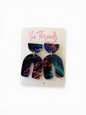 Midnight Colorful Marble Arch Statement Earrings