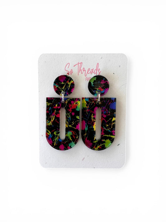 Neon Splatter Arch Statement Earrings