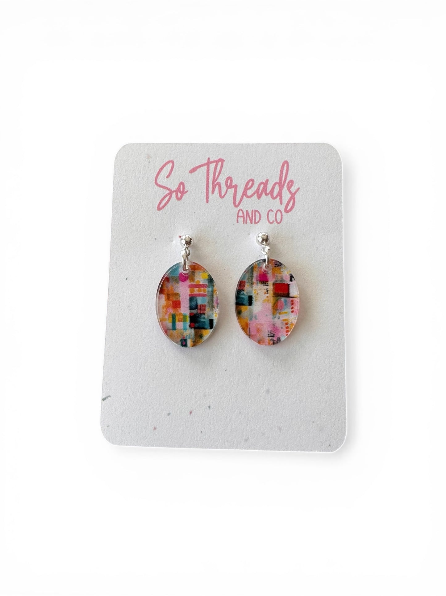Modern Mosaic Mini Oval Earrings