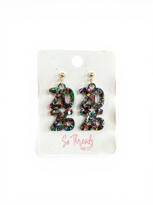 Class of 2026 Luxe Confetti Graduation Earrings