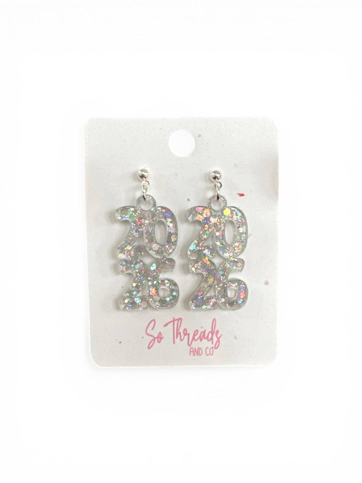 Class of 2026 Iridescent Confetti Graduation Earrings