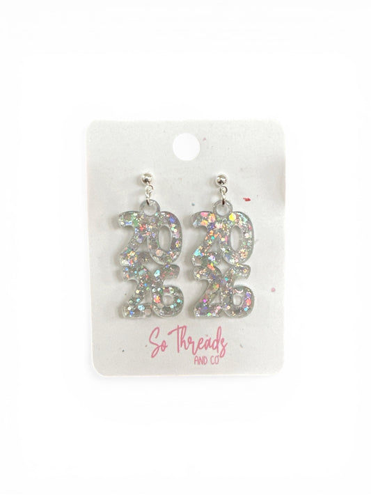 Class of 2026 Iridescent Confetti Graduation Earrings